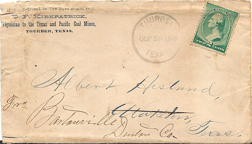 Thurber TX Erath Co 1889 postmark