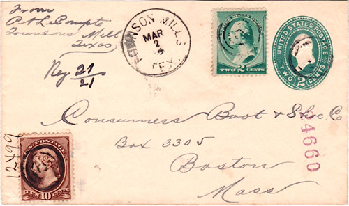 Townsen Mills TX Lampasas County 1880s Postmark