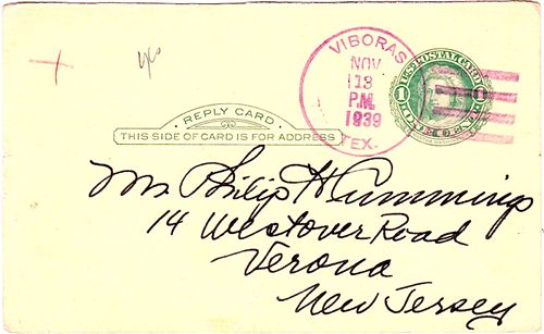 Starr County, Viboras, TX 1939 Postmark
