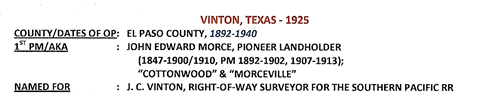 Vinton TX El Paso County post office info