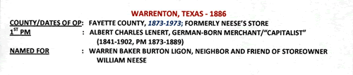 Warrenton TX Fayette Co 1886 postmark 