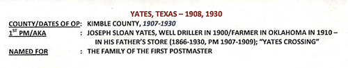 Yates, TX, Kimble County Post Office info
