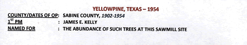 Yellowpine Texas 1954 postmark