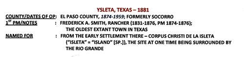 Ysleta, TX 1881 cancelled postmark