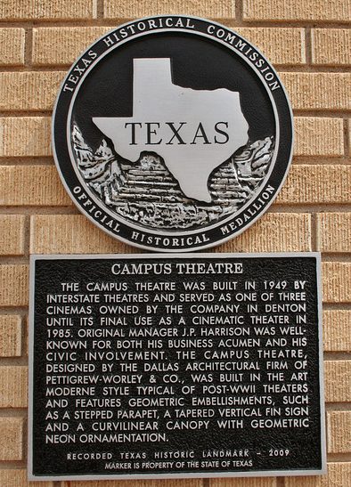 Denton TX - Campus Theatre historical marker