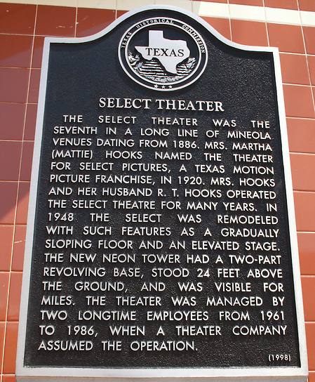 Mineola TX - Select Theatre  historical marker