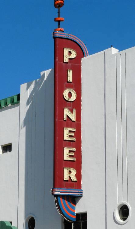 Falfurrias TX - Pioneer Theatre with Neon  sign