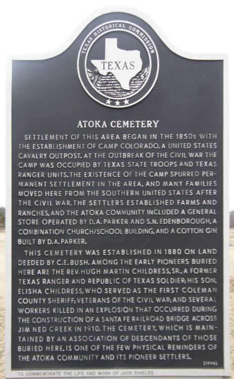 Atoka TX - Atoka Cemetery  Historical Marker