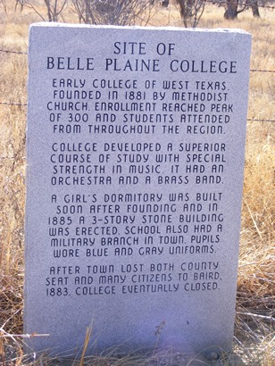 "Site of Belle Plaine College" Marker , Belle Plain Texas