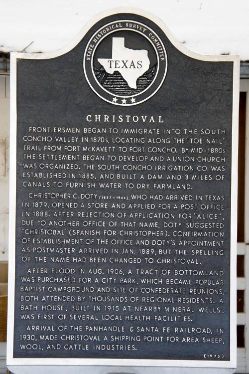 Chriistoval Texas Historical Marker