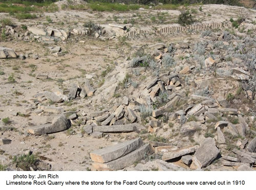 Limestone Rock Quarry - stones for Texas Foard County Courthouse