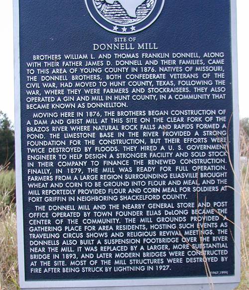 Site of Donnell Mill historical marker, Eliasville Texas 