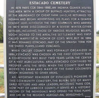 Estacado , Tx - Estacado  Cemetery Historical Marker