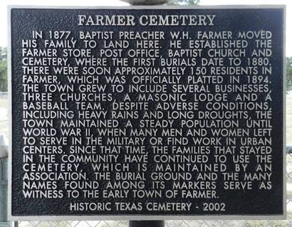 Farmer TX - Cemetery historical marker