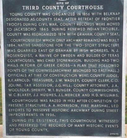 1884 Young County courthouse marker