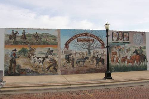 Graham Tx  history depicted in 3 Painted Panel Wall Mural  