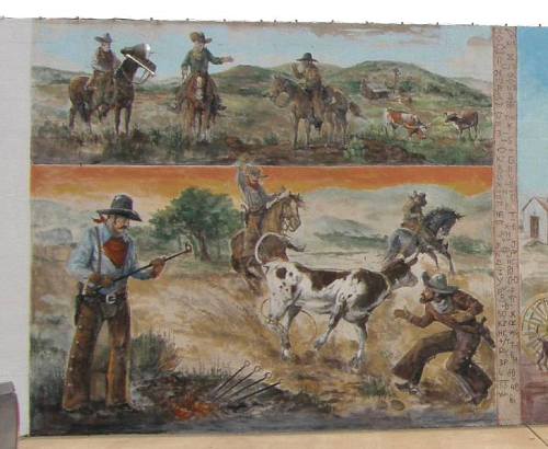 Graham Tx history mural - cattle round up