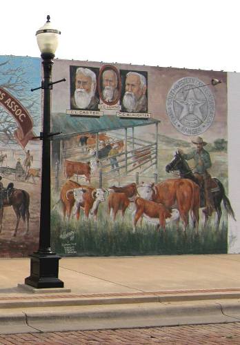 Graham Tx history mural - protraits, cowboys & cattle