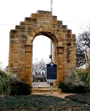 1884 Young County courthouse  arch entrance ruins on display in Graham Texas