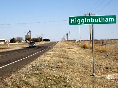 Higginbotham Tx Road Sign