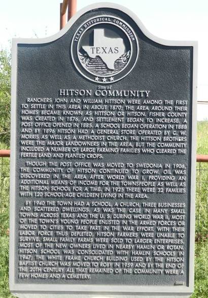 Hitson Tx  Historical Marker