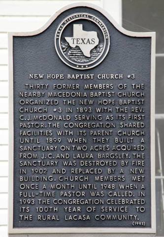  La Casa Tx New Hope Baptist Church historical marker