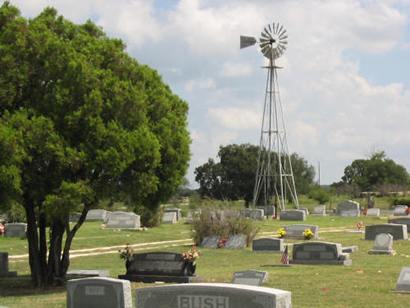 May, Texas cemetery with windmill