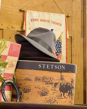 Stetson Hat and hat box, Medicine Mound Museum Displays