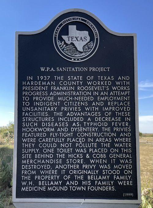 Medicine Mount, Texas -  W.P.A. Sanitation Project historical marker