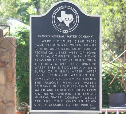 Famous Mineral Water Company historical marker, Mineral Wells Texas