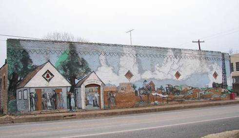 Moran Texas mural on long wall