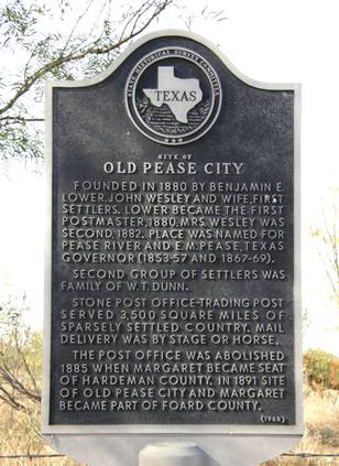 Pease CityT x  - Site of Old Pease City Historical Marker