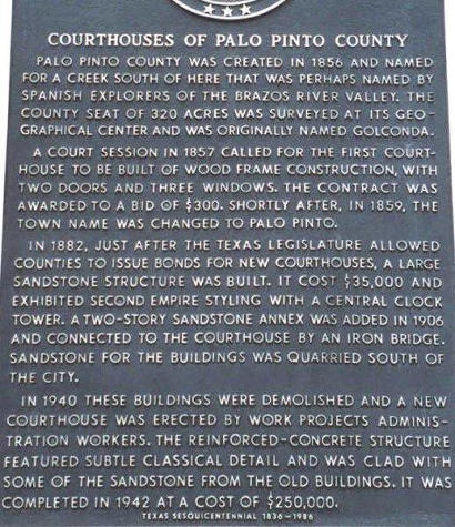 Texas historical marker - Courthouses of Palo Pinto County 