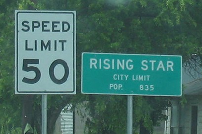 Rising Star TX City Limit sign