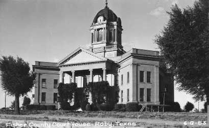 The razed 1910 Fisher County Courthouse, Roby, Texas