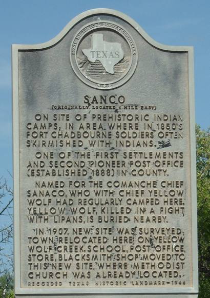 Sanco TX Historical Marker