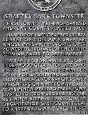 Shafter Lake Texas historical marker