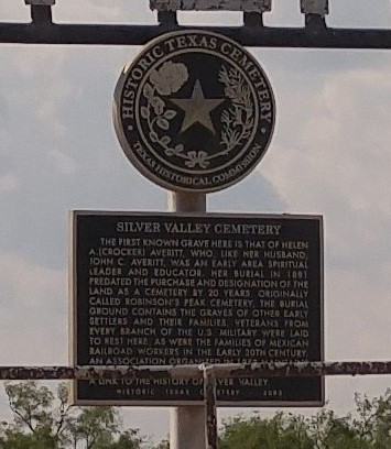 TX Coleman County Silver Valley Cemetery Plaque 
