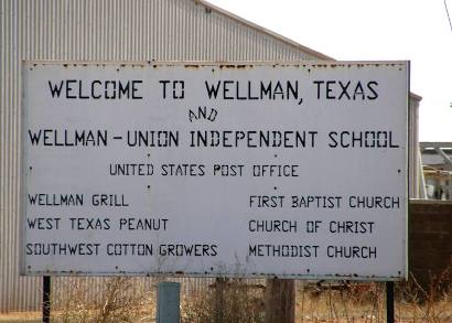 Wellman TX Welcom Sign