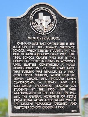 Westover TX - Westover School Historical Marker