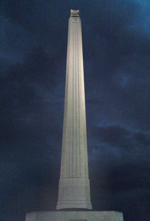 San Jacinto Monument at night