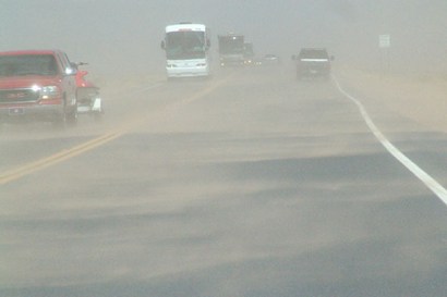 Dust on Highway 89 north before turn off to Hwy 160 