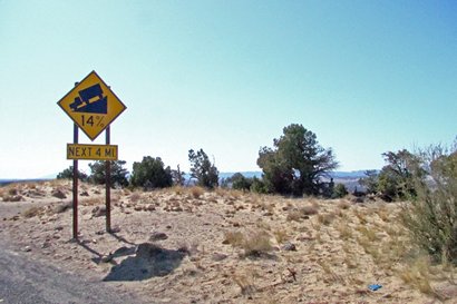 Utah Scenic Byway 12 steep warning sign