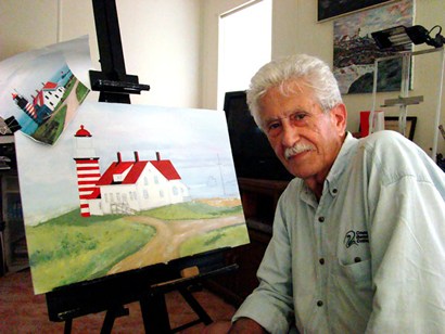 Leo Magni painting West Quoddy - Maine lighthouse