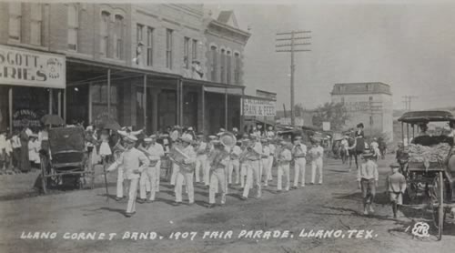 Llano TX - Llano Cornet Band, 1907 Fair Parade