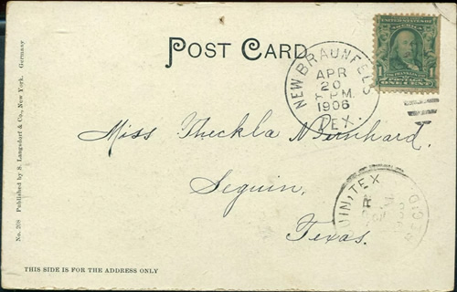 New Braunfels TX - 1906 canceled postmark