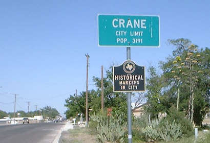 Crane, Texas city limit sign