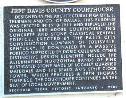 Texas - Jeff Davis County Courthouse historical marker