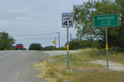 Mertzon Tx City Limit sign