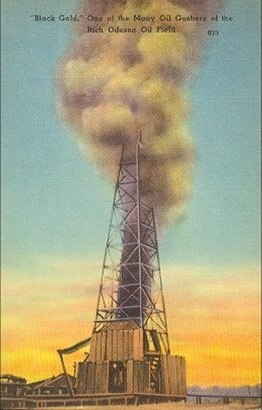 Oil gusher, Odessa, Texas post card